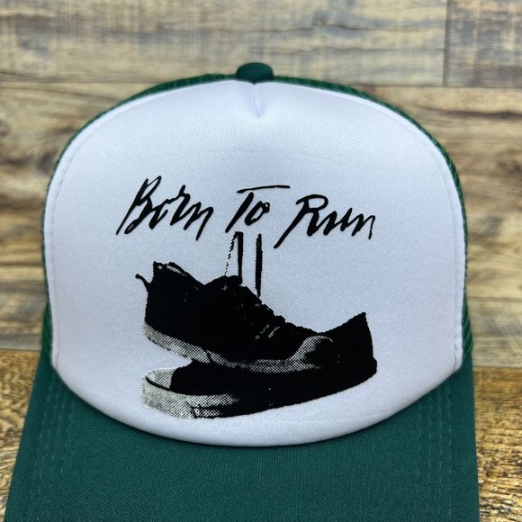 Bruce Springsteen Born To Run Vintage Logo Mens Trucker Hat Green Snapback Cap - Picture 3 of 8